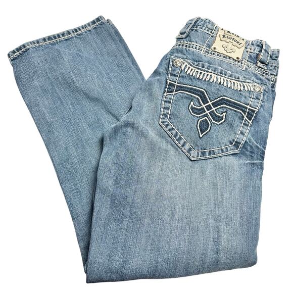 Rock Revival | Men | Duke Relaxed Straight Rocker Distressed Denim Jeans | Sz 32 - Picture 15 of 15